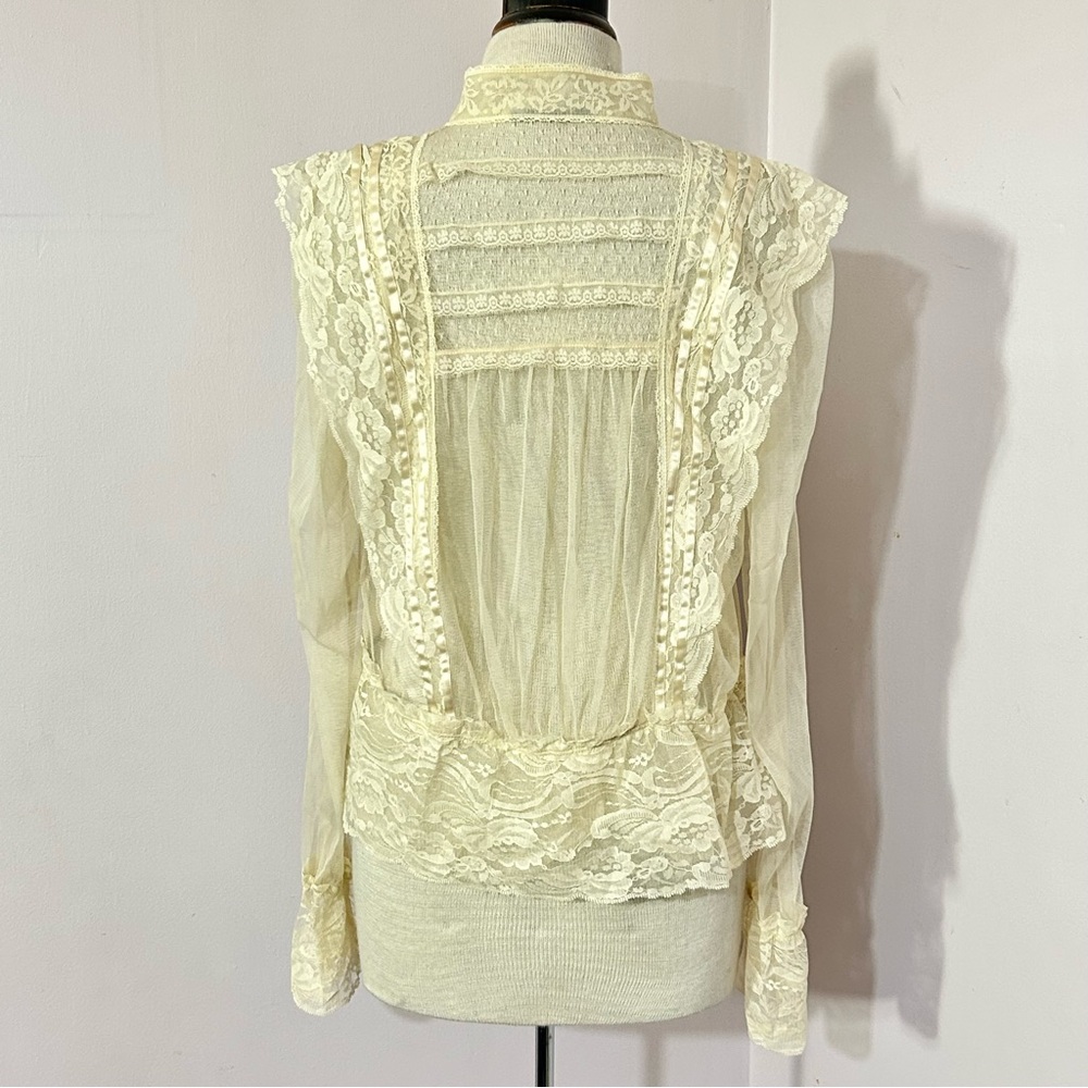 Ivory Edwardian Style Sheer Lace Blouse - Picture 4 of 9